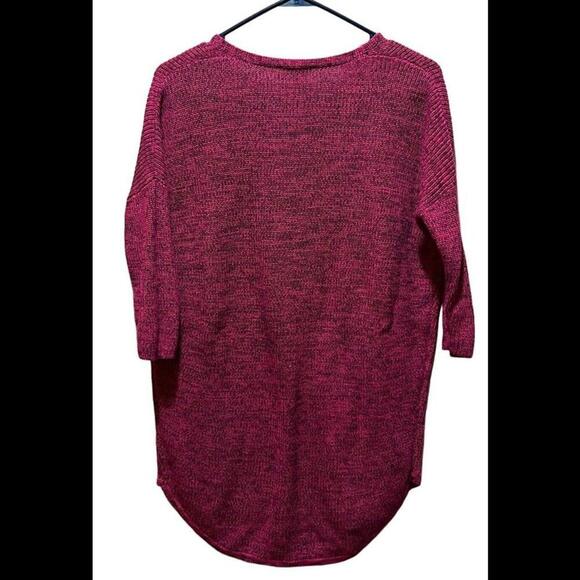 EUC Express Pink Black 3/4 Sleeve Hi Low Hem Sweater Tunic Top XS - Picture 2 of 3